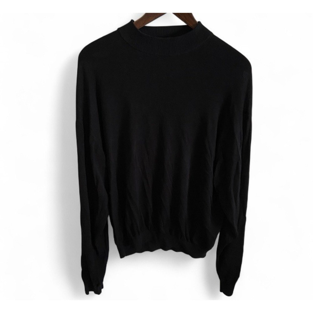 Baracuta Mens Silk Cotton Mock Neck Sweater Black Long Sleeve Knit XXL SILKMOCK